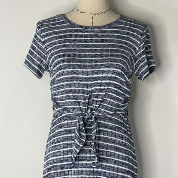 KAARI Blue Maxi Long Striped Dress Comfy Size S Revolve Knit Nautical stretch - Picture 3 of 9